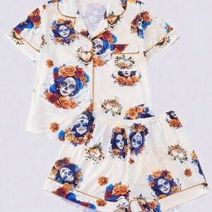 Women’s Floral Sugar Skull Pajama Set
